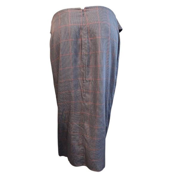 Rag and Bone Size 10 Gray Plaid Midi Front Slit Skirt - Picture 5 of 7